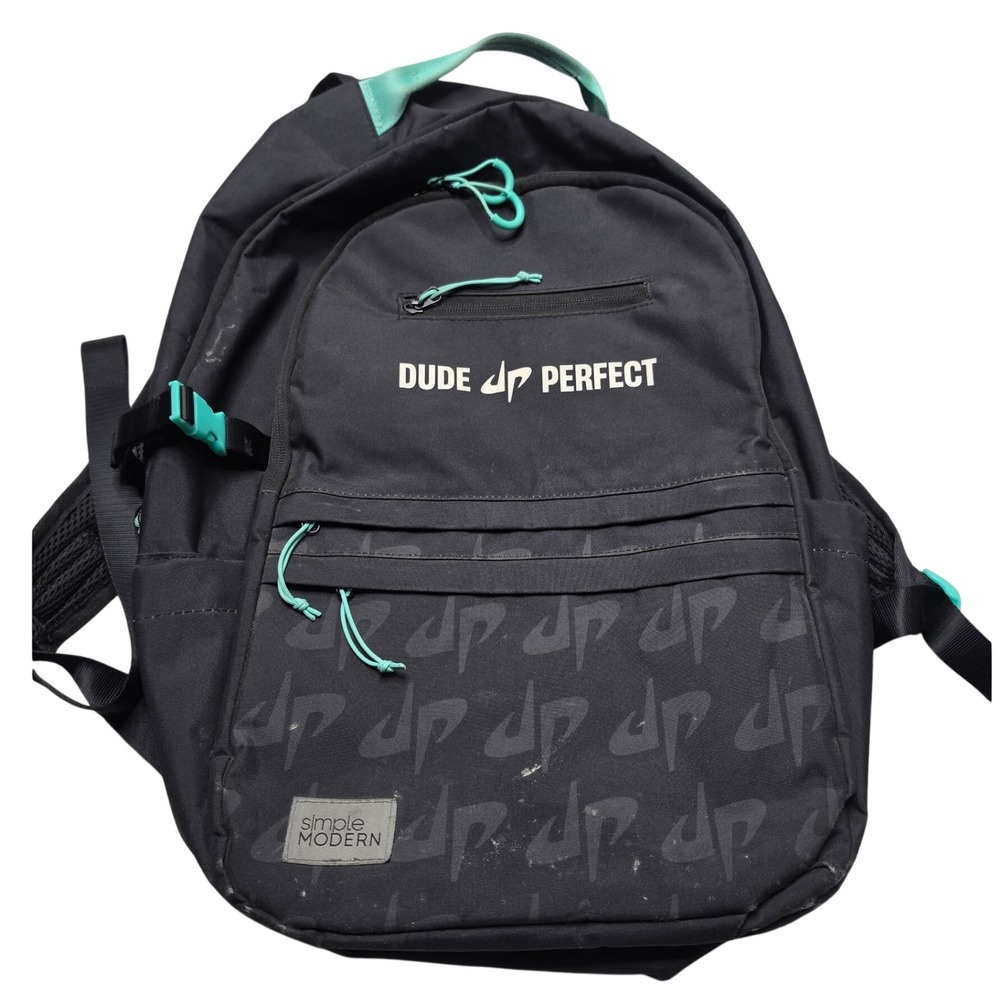Simple Modern Dude Perfect Backpack Black Teal Laptop Sleeve School Bag